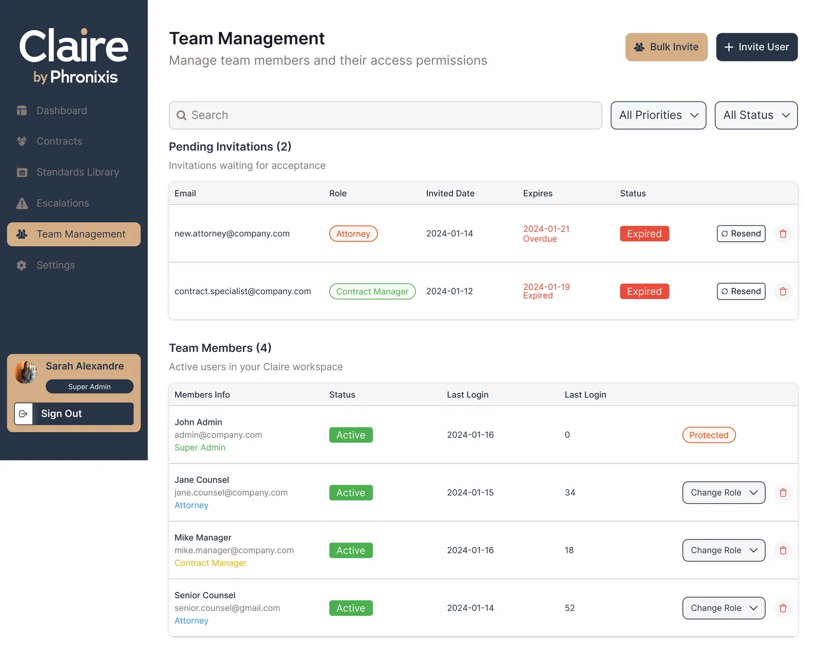 Team management with three roles