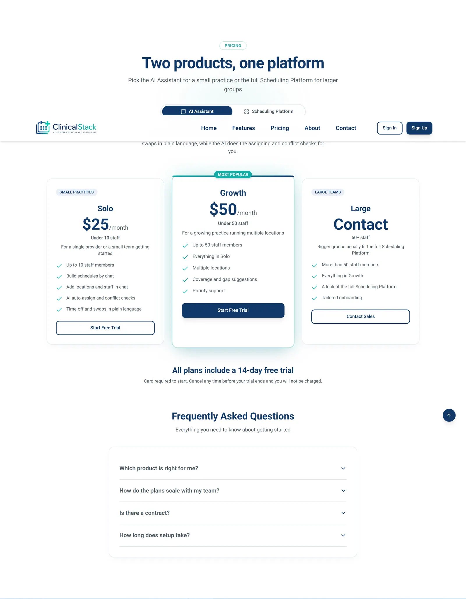 Pricing section for both products