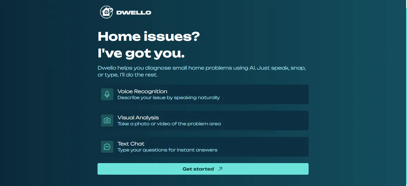 Landing page describing the input modes