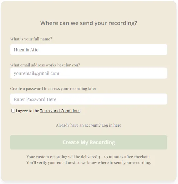 Contact details step
