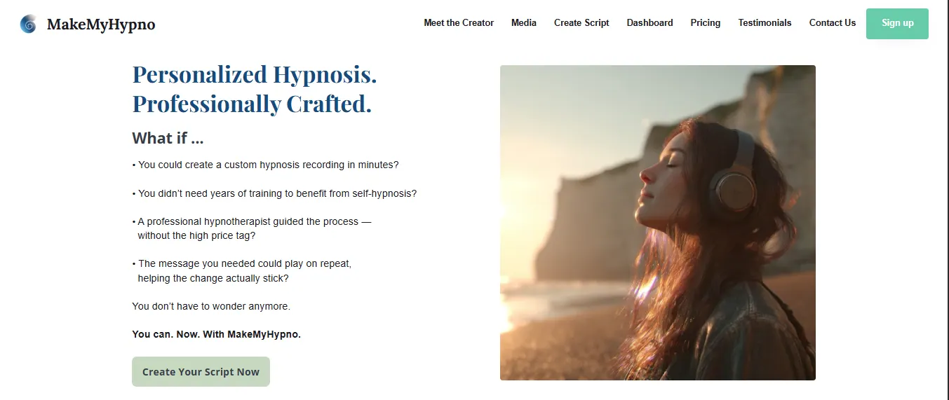Make My Hypno marketing homepage
