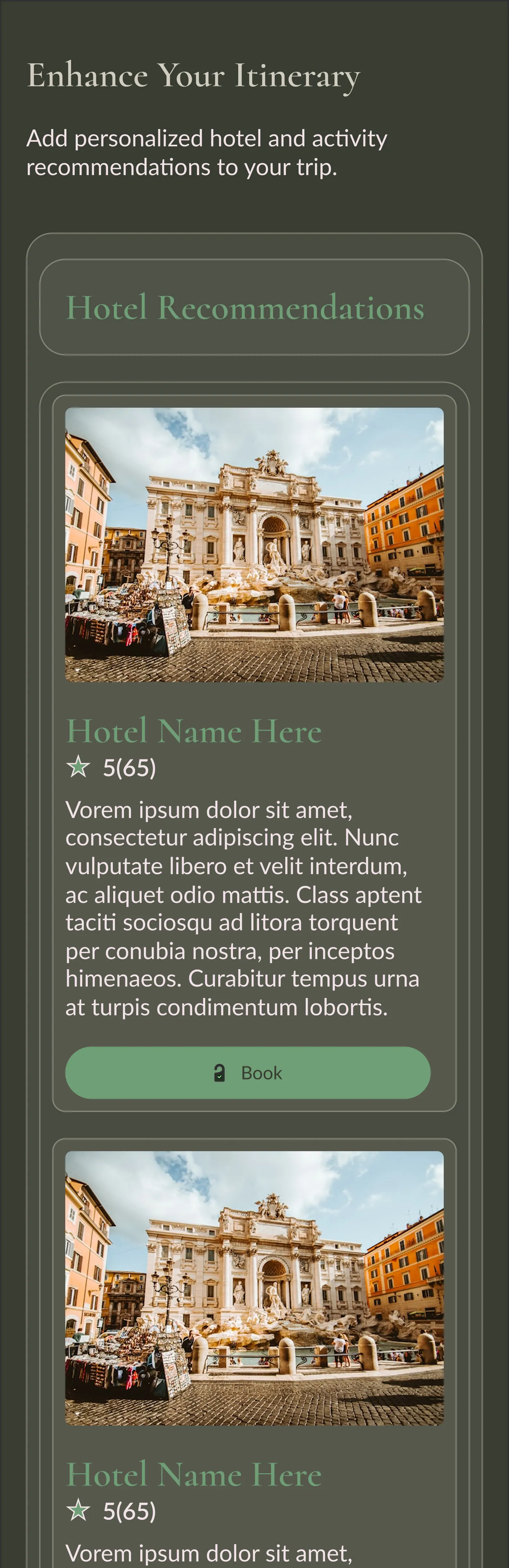 Mobile hotel and activity recommendations