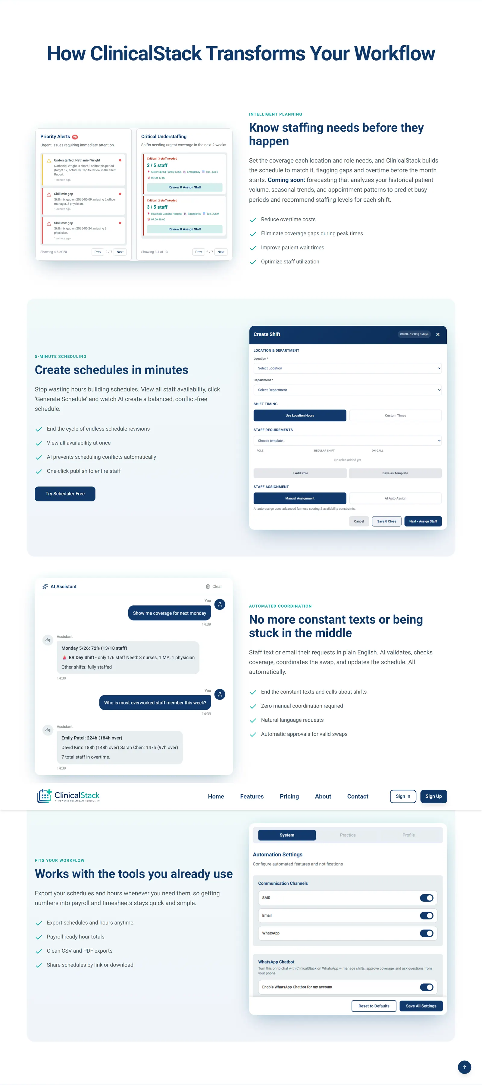 Homepage feature overview